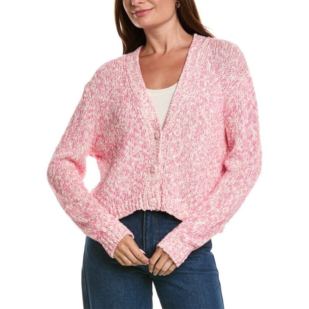 Wispr Womens  Chunky Twist Crop Cardigan, Pink